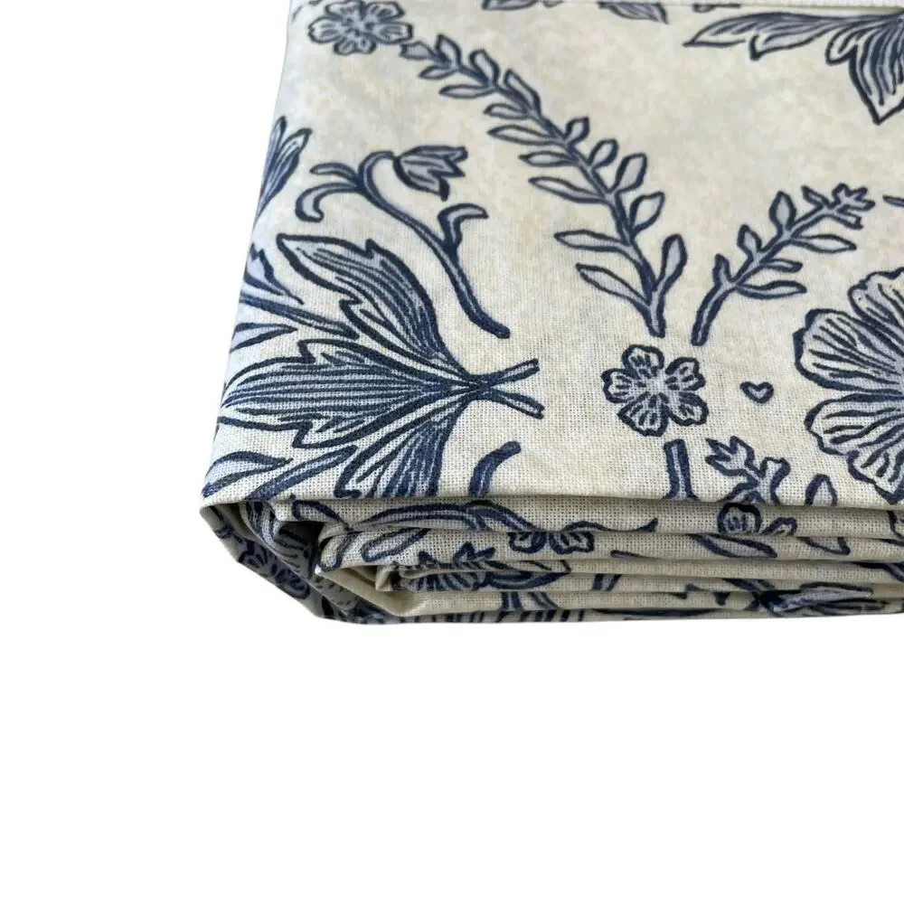 Lillian August Floral Easy Care Indoor Outdoor Tablecloth 60x120 Blue White NEW